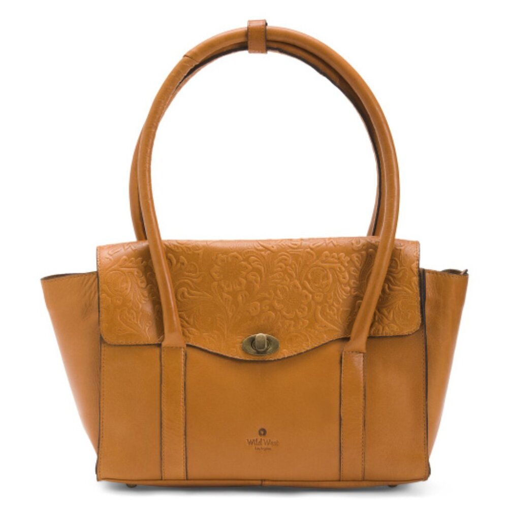 WILD WEST Leather Flap Turnlock Tote